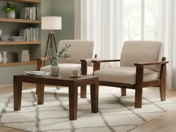  Set of 2 Athena Single Seater Sofas with Coffee Table